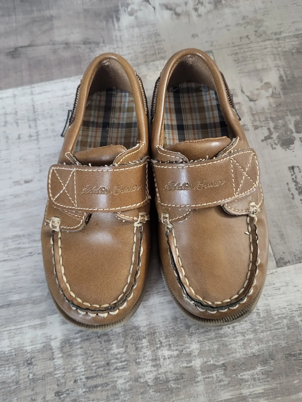 Eddie Bauer Toddler Boy Velcro Boat Dress Shoes Brown Farmer Old Money Church